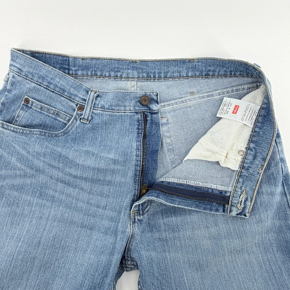 Wrangler Jeans Mens 34x29(hemmed to 27) Light Blue Straight Leg Premium Quality